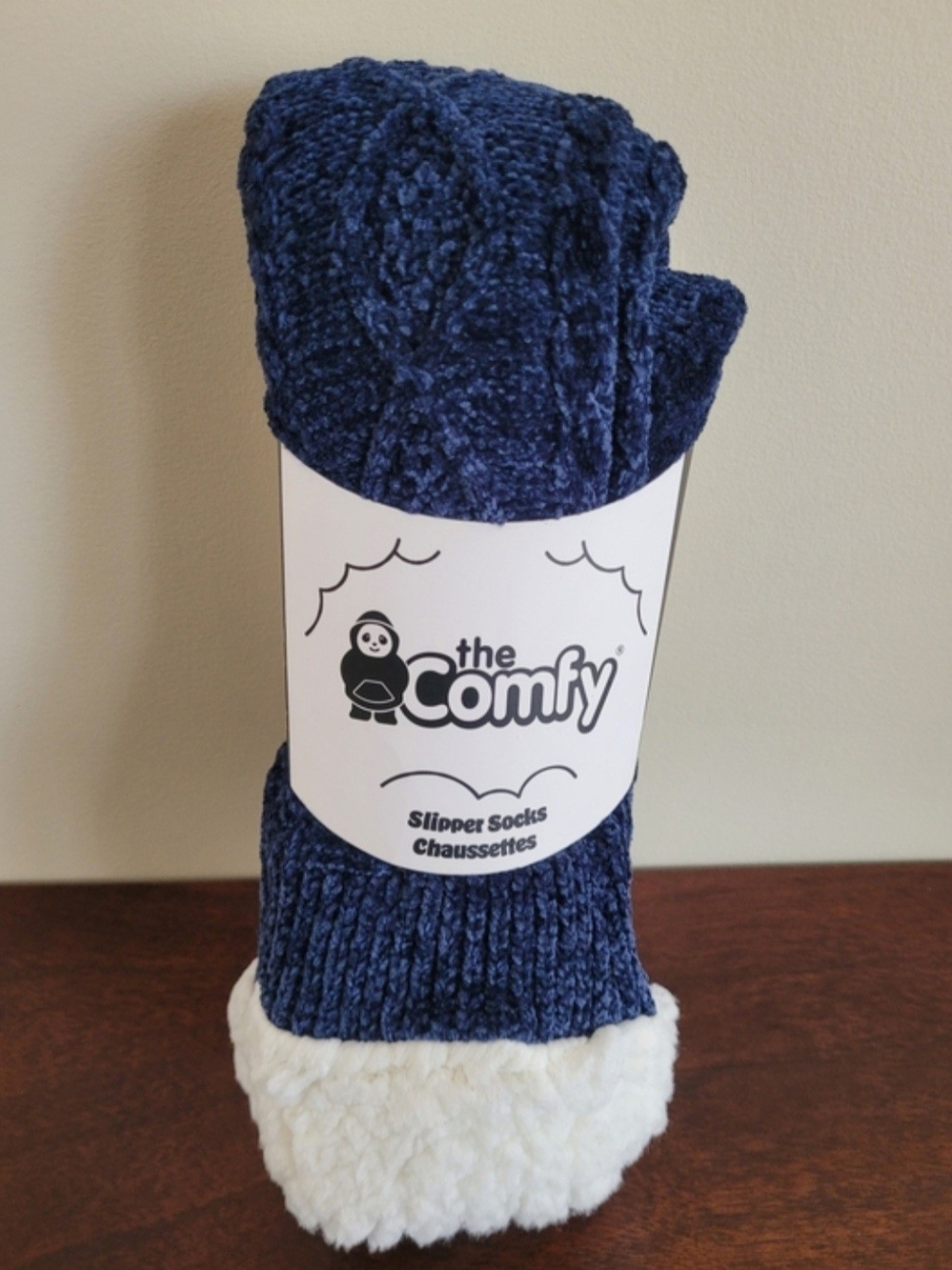 New Women's The Comfy Navy Blue Plush Slipper Socks